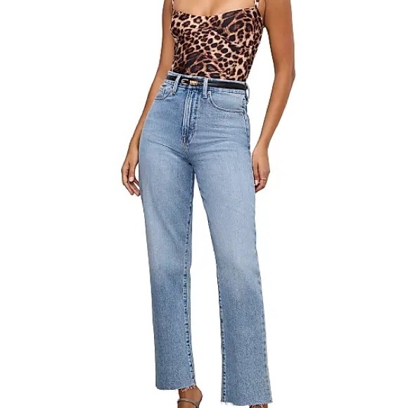 Good American Denim - Good American's Good Boy straight crop jeans High Rise Size 28 EUC